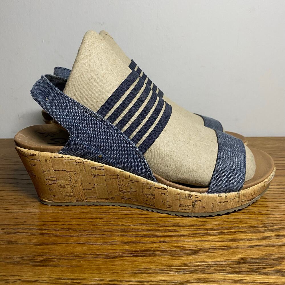Skechers Beverlee-Smitten Kitten Luxe Foam Denim Comfort Wedge Shoes Womens 8